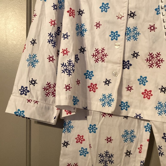 Women's Sonoma Snowflake Pajamas: Notch Collar Fleece Pajama Set| Sz Lg - Picture 6 of 11